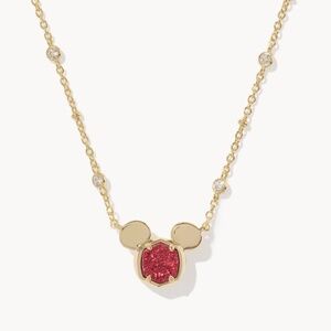 Disney | Kendra Scott Gold Mickey Mouse Pendant Necklace in Bright Red Drusy
